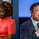 White House Press Secretary Karine Jean-Pierre on October 24, 2022 (left) Elon Musk in Stavanger, Norway on August 29, 2022.